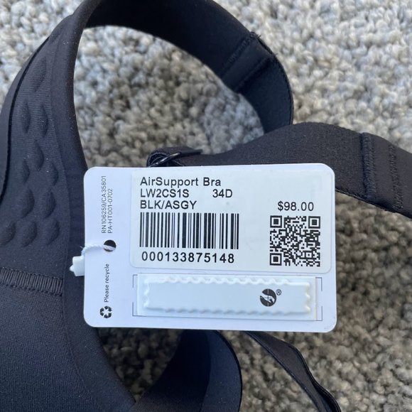 NEW Lululemon Air Support High Support Bra Size 34D Black Crisscross Back Straps - Picture 10 of 13